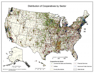 Source: Map data as of 1/09 from UWCC study "Research on the Economic Impact of Cooperatives"